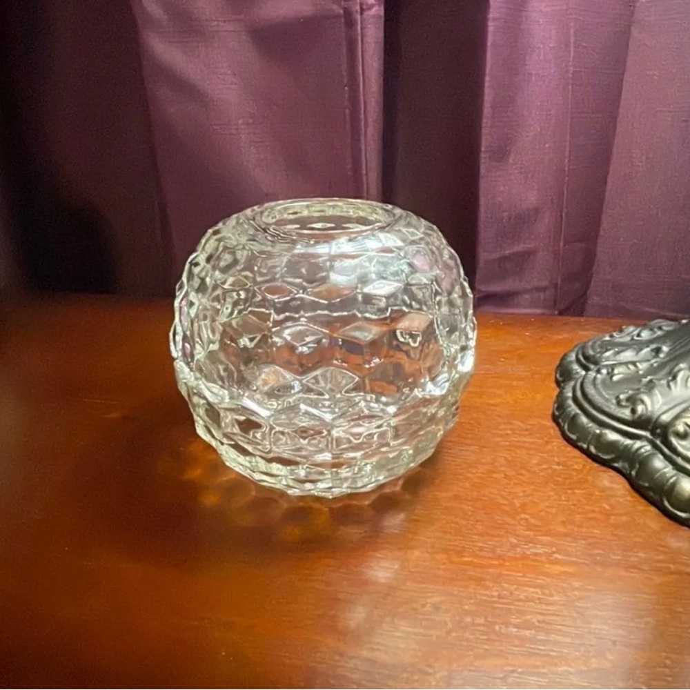 Homco Clear Diamond Textured Glass Fairy Lamp